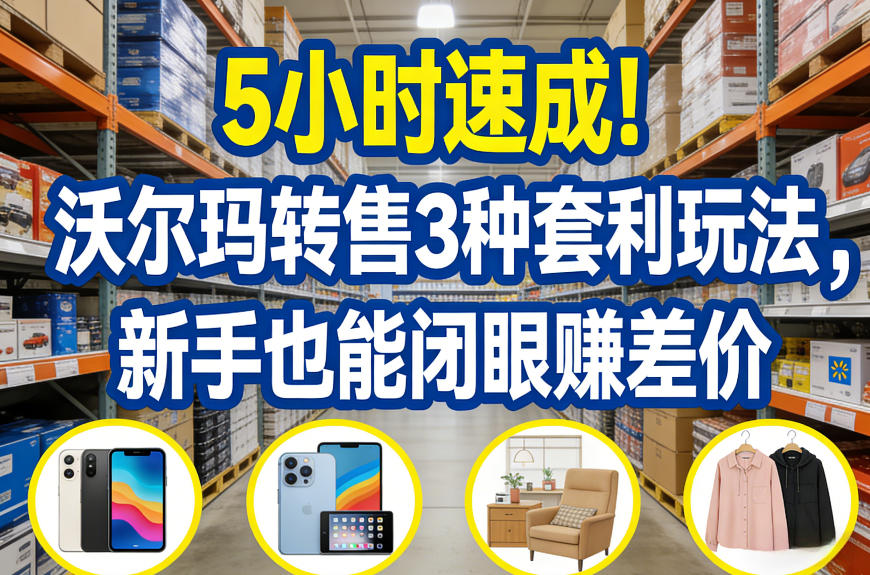 5小时速成！沃尔玛转售3种套利玩法，新手也能闭眼賺差价-大象聊项目