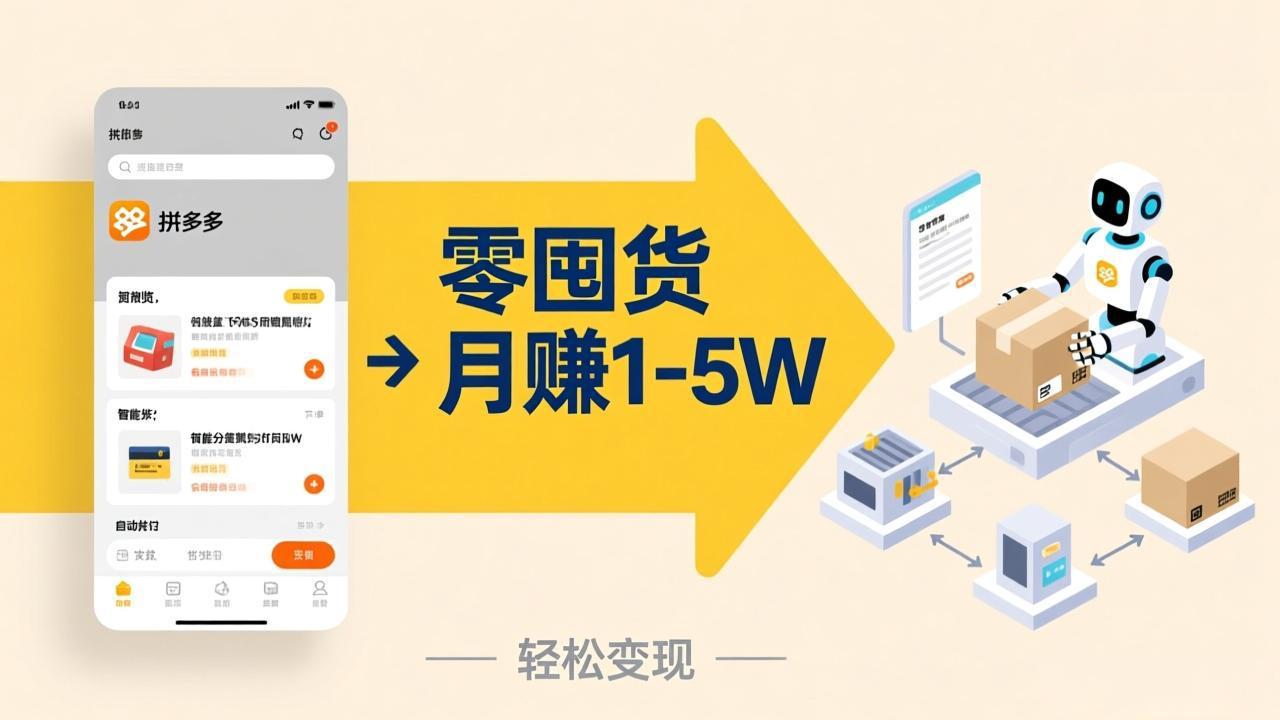 不用囤货不用跑单！拼多多虚拟玩法，机器人管理发货和客服，帮你月赚 1-5W-大象聊项目