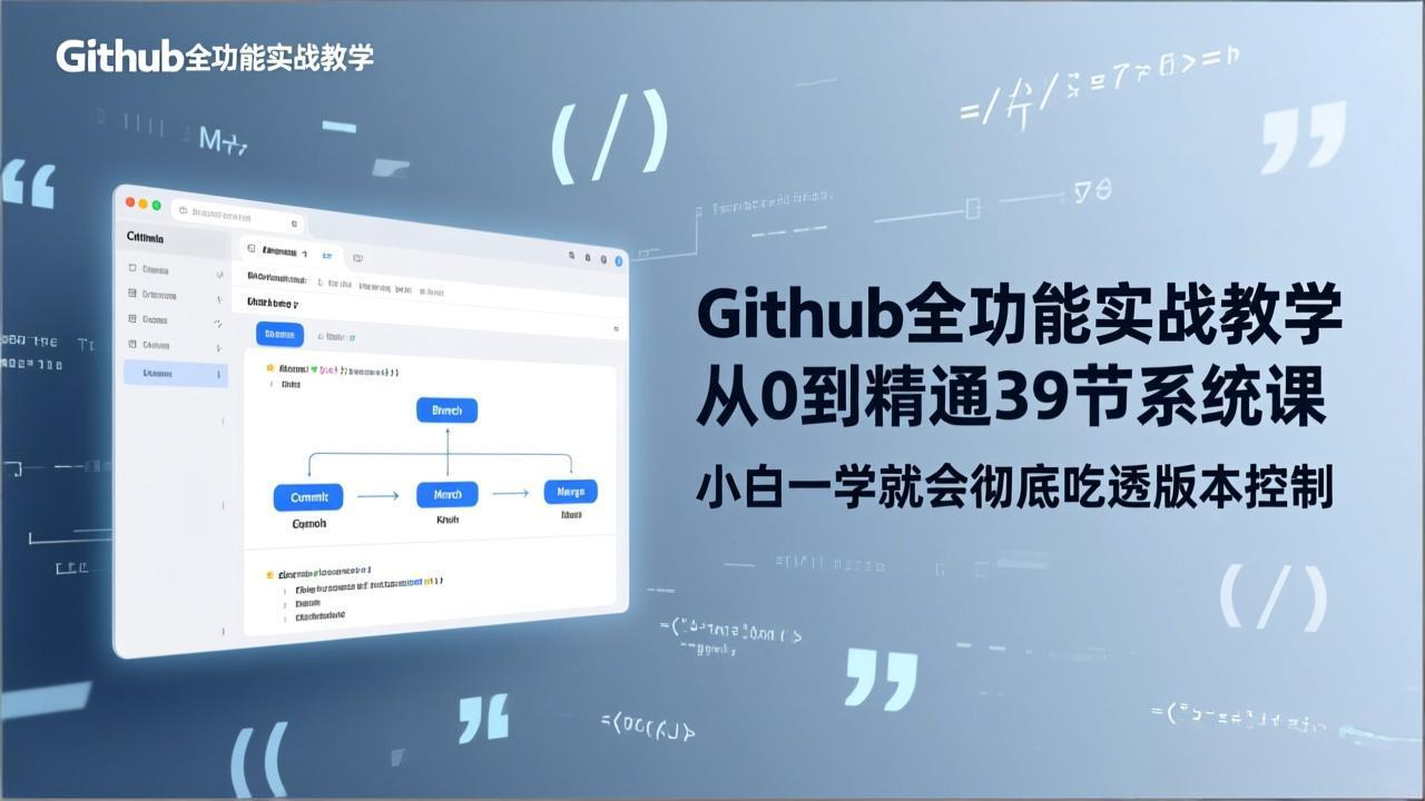 GitHub-全功能实战教学，从0到精通39节系统课，小白一学就会彻底吃透版本控制-大象聊项目