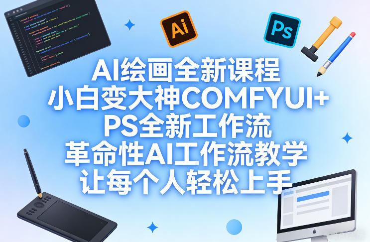 AI绘画全新课程，小白变大神COMFYUI+PS全新工作流，革命性AI工作流教学，让每个人轻松上手-大象聊项目
