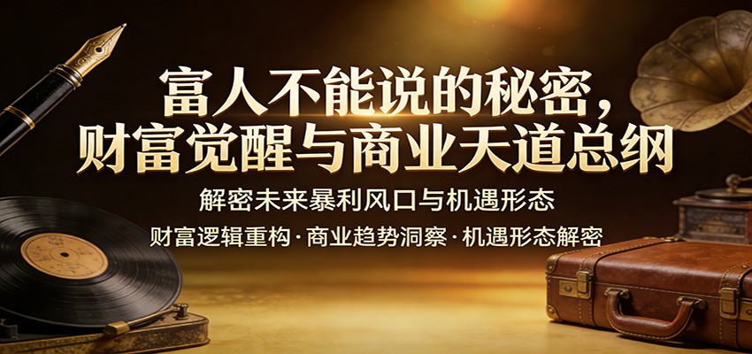 富人不能说的秘密，财富觉醒与商业天道总纲，解密未来暴利风口与机遇形态-大象聊项目