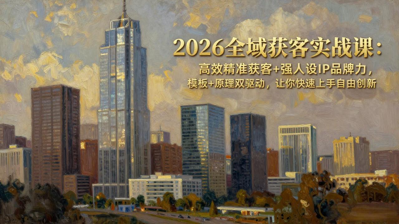 2026全域获客实战课：高效精准获客+强人设IP品牌力，模板+原理双驱动，让你快速上手自由创新-大象聊项目