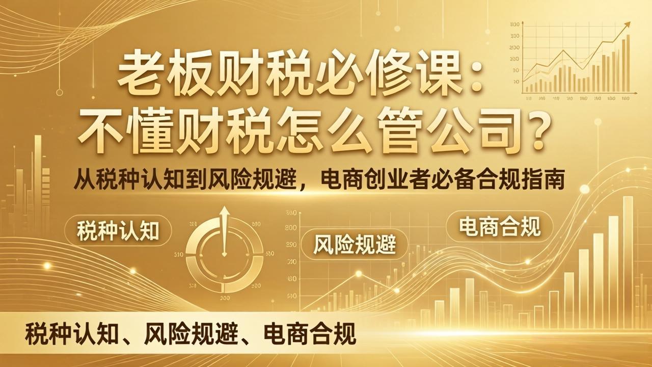 老板财税必修课：不懂财税怎么管公司？从税种认知到风险规避，电商创业者必备合规指南-大象聊项目