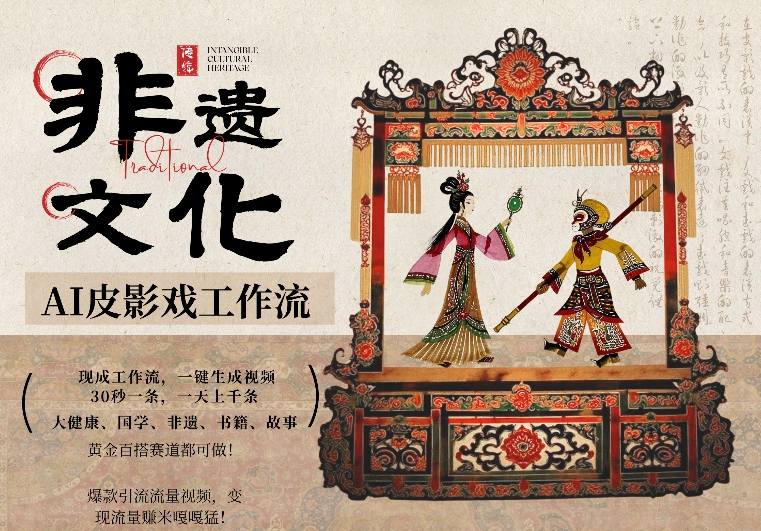 AI一键生成民俗文化非遗皮影戏视频，一刀不剪无需剪辑，30S一条，一天上百条，流量财富嘎嘎猛-大象聊项目