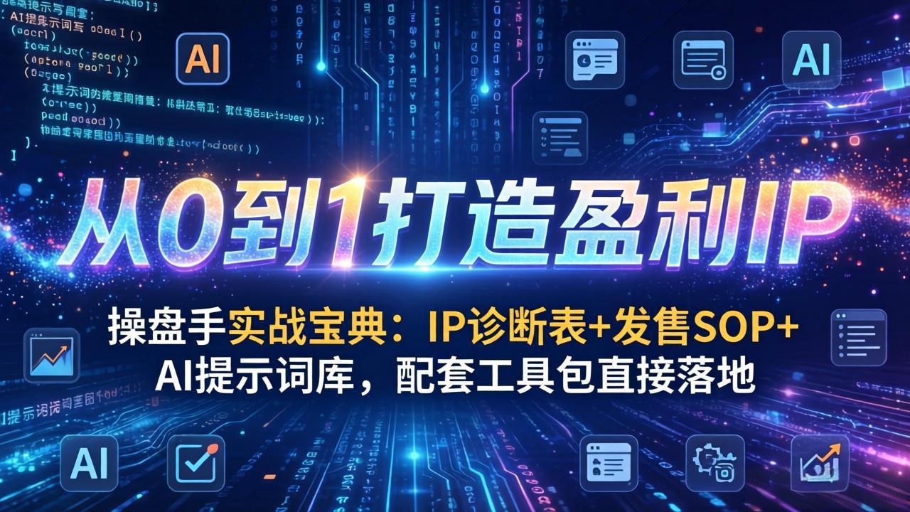 操盘手实战宝典：IP诊断表+发售SOP+AI提示词库，配套工具包直接落地，从0到1打造盈利IP-大象聊项目