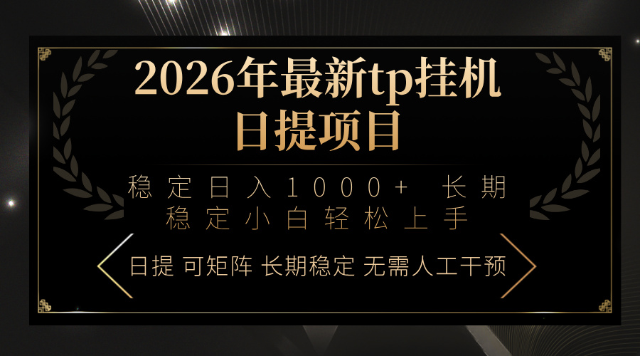 2026年最新tp挂机日提项目：稳定日入1000+小白轻松上手-大象聊项目