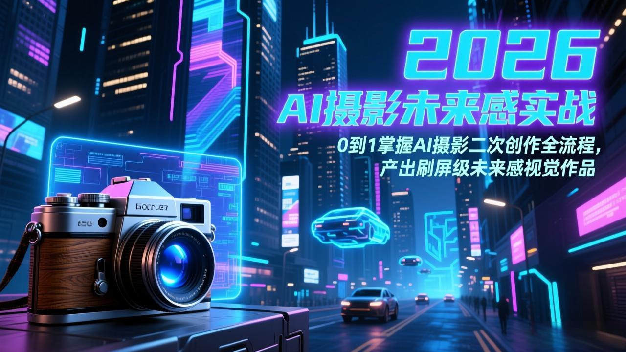 2026 AI摄影未来感实战：0到1掌握AI摄影二次创作全流程，产出刷屏级未来感视觉作品-大象聊项目