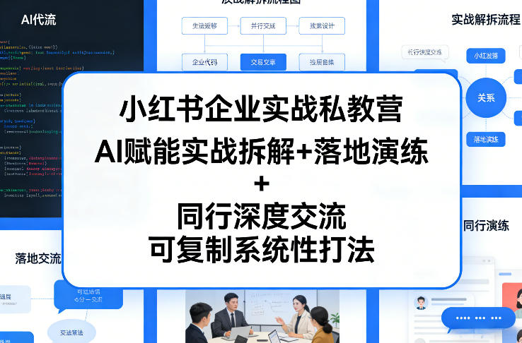 小红书企业实战私教营，AI赋能实战拆解+落地演练+同行深度交流，可复制系统性打法-大象聊项目