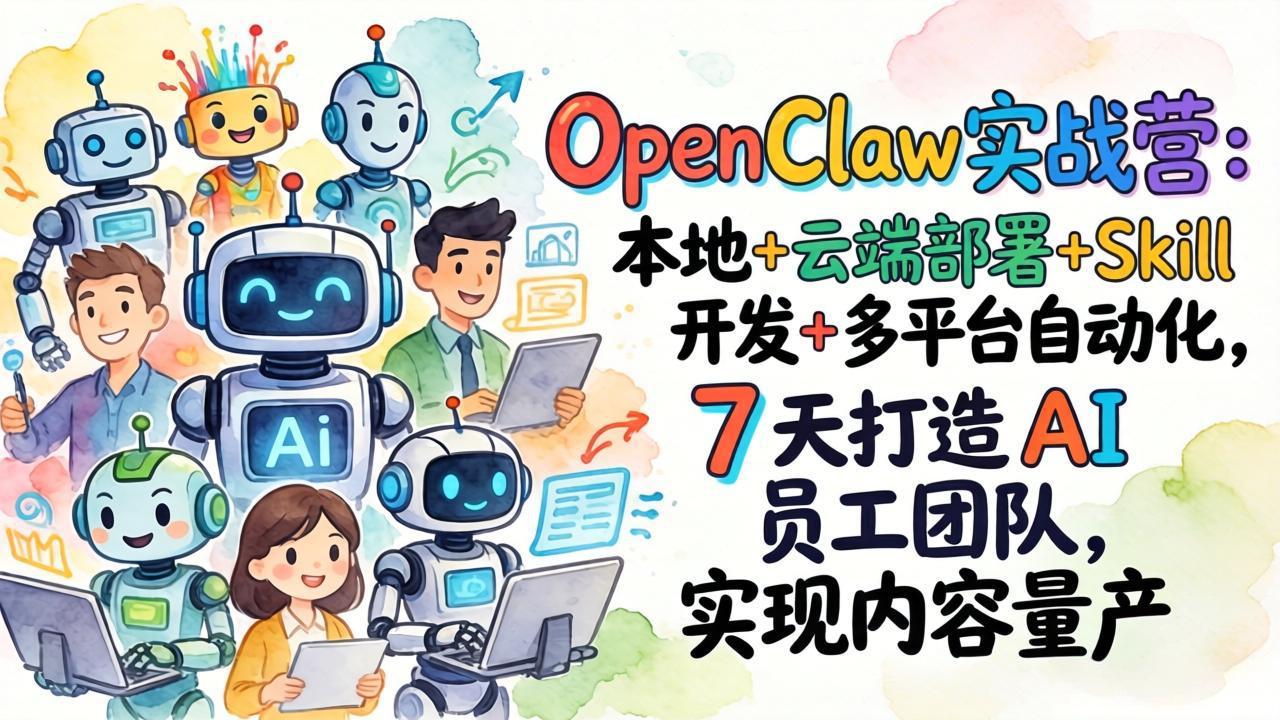 OpenClaw实战营：本地+云端部署+Skill开发+多平台自动化，7 天打造 AI 员工团队，实现内容量产-大象聊项目