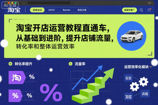 淘宝开店运营教程直通车，从基础到进阶，提升店铺流量，转化率和整体运营效率(更新26年3月)-大象聊项目