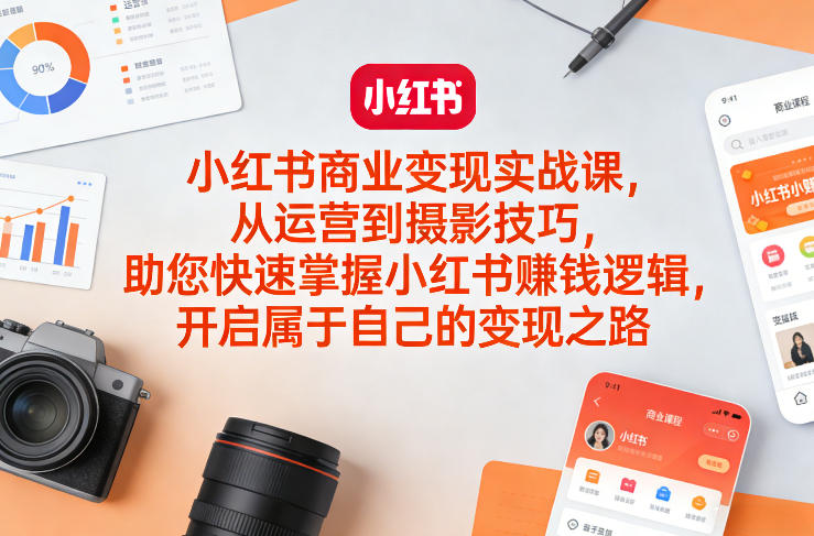 小红书商业变现实战课，从运营到摄影技巧，助您快速掌握小红书賺钱逻辑，开启属于自己的变现之路-大象聊项目