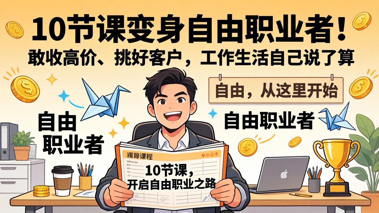 10 节课变身自由职业者！敢收高价、挑好客户，工作生活自己说了算-大象聊项目