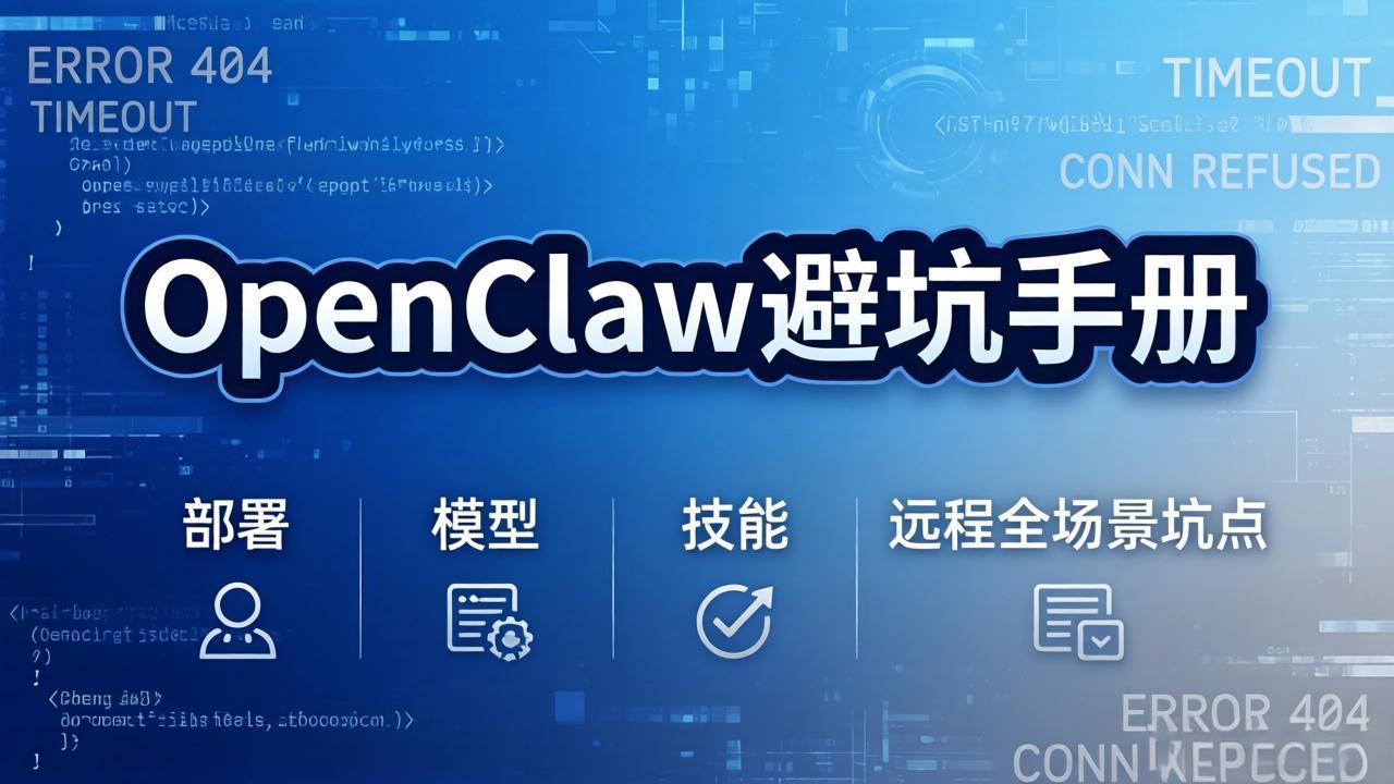 OpenClaw避坑手册：部署+模型+技能+远程全场景坑点，一次性给你说全，少走弯路-大象聊项目