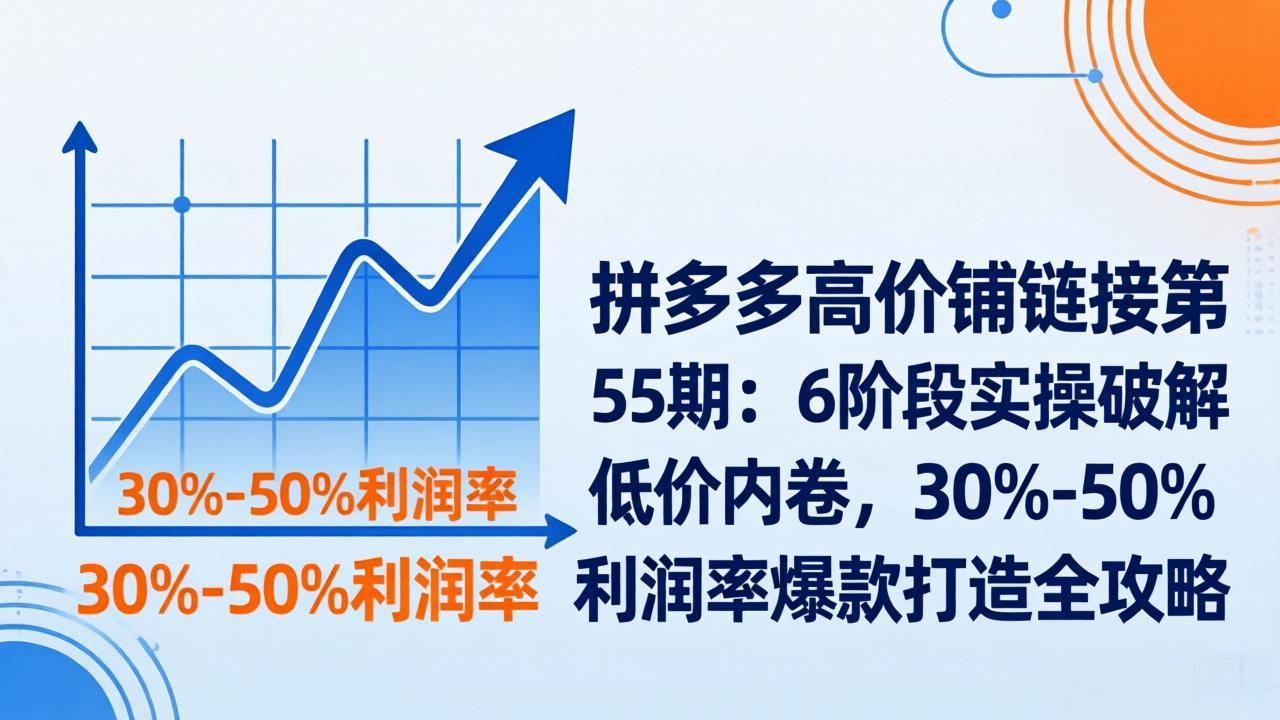 拼多多高价铺链接第55期：6阶段实操破解低价内卷，30%-50%利润率爆款打造全攻略-大象聊项目
