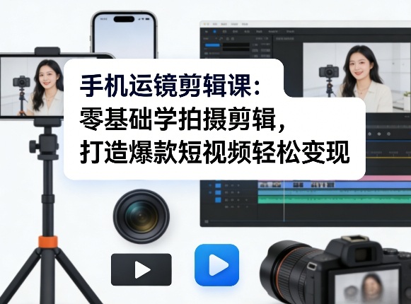 手机运镜剪辑课：零基础学拍摄剪辑，打造爆款短视频轻松变现-大象聊项目