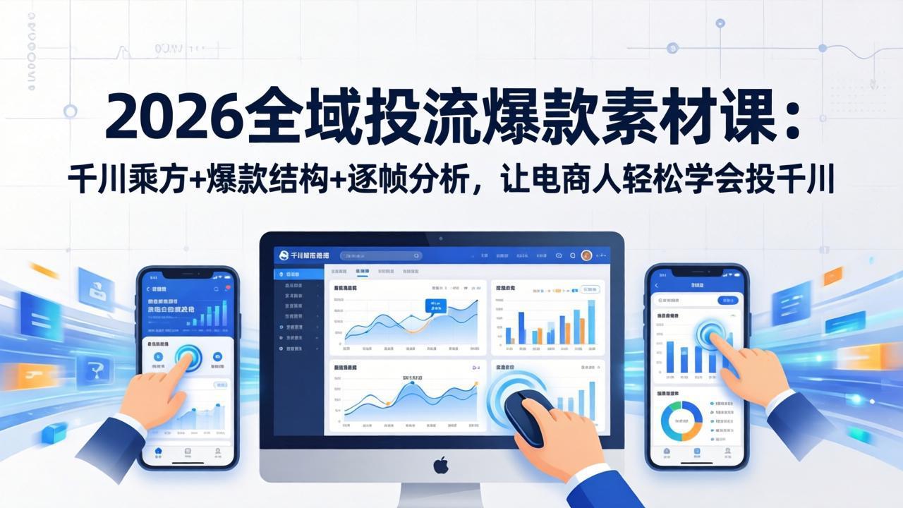 2026全域投流爆款素材课：千川乘方+爆款结构+逐帧分析，让电商人轻松学会投千川-大象聊项目