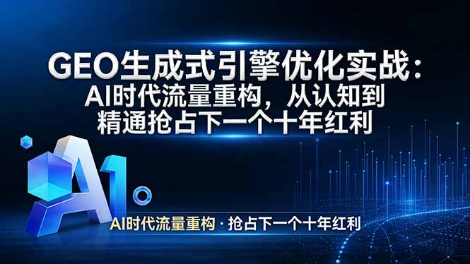 GEO 生成式引擎优化实战：AI时代流量重构，从认知到精通抢占下一个十年红利-大象聊项目