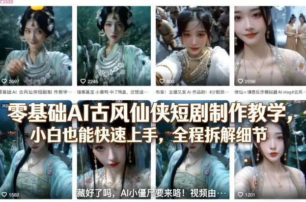 零基础AI古风仙侠短剧制作教学，小白也能快速上手，全程拆解细节-大象聊项目