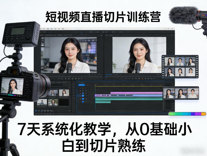 短视频直播切片训练营，7天系统化教学，从0基础小白到切片熟练-大象聊项目