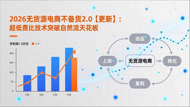 2026无货源电商不备货2.0【更新-3月】：超低费比技术突破自然流天花板，单店月利润1-3万元-大象聊项目