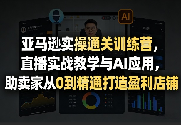 亚马逊实操通关训练营，直播实战教学与AI应用，助卖家从0到精通打造盈利店铺(更新3月23日)-大象聊项目