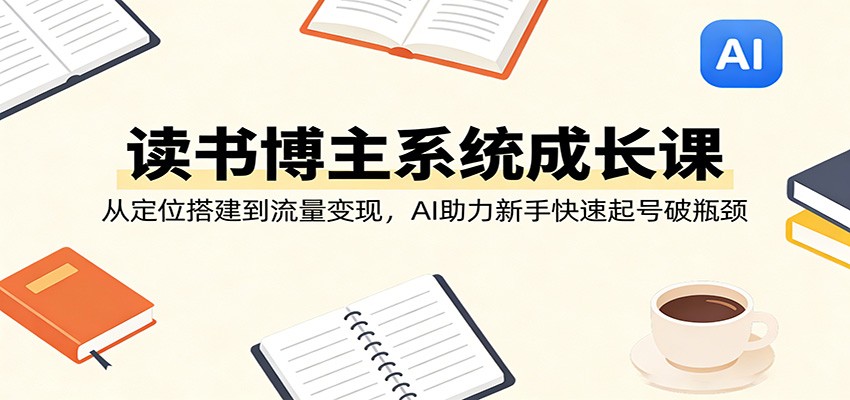 读书博主系统成长课：从定位搭建到流量变现，AI助力新手快速起号破瓶颈-大象聊项目