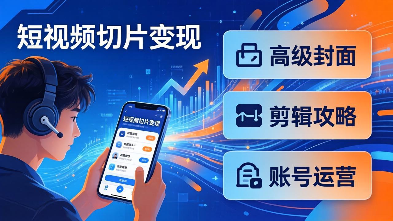 短视频切片变现速成班2.0：高级封面+剪辑攻略+账号运营，0基础小白快速入局副业-大象聊项目