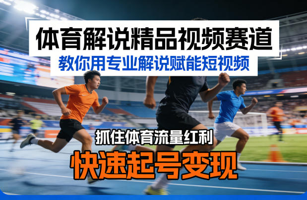 体育解说精品视频赛道，教你用专业解说赋能短视频，抓住体育流量红利，快速起号变现-大象聊项目