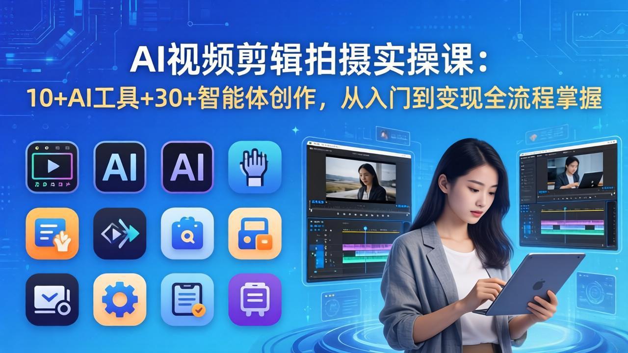 AI 视频剪辑拍摄实操课：10+AI工具+30+智能体创作，从入门到变现全流程掌握-大象聊项目