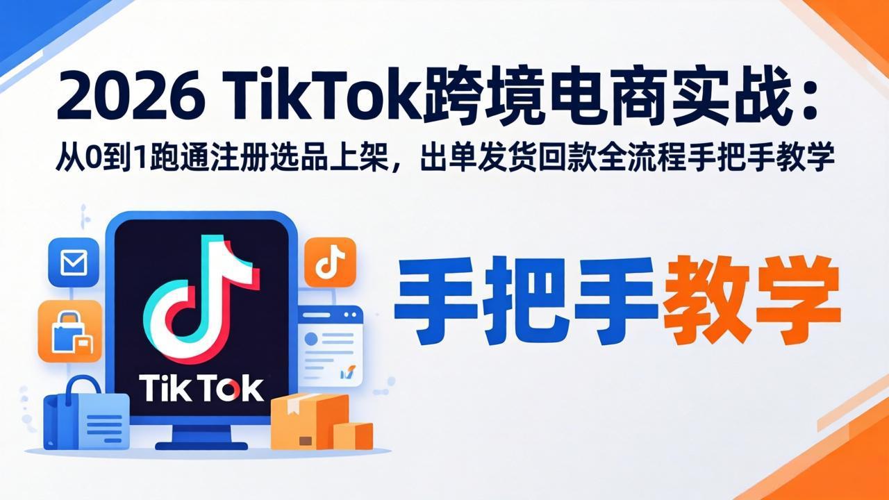 2026TikTok跨境电商实战：从0到1跑通注册选品上架，出单发货回款全流程手把手教学-大象聊项目