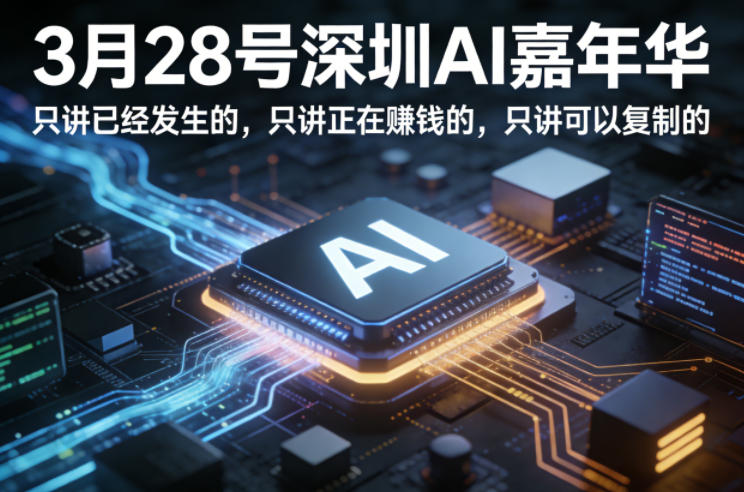 3月28号深圳AI嘉年华，只讲已经发生的，只讲正在賺钱的，只讲可以复制的-大象聊项目