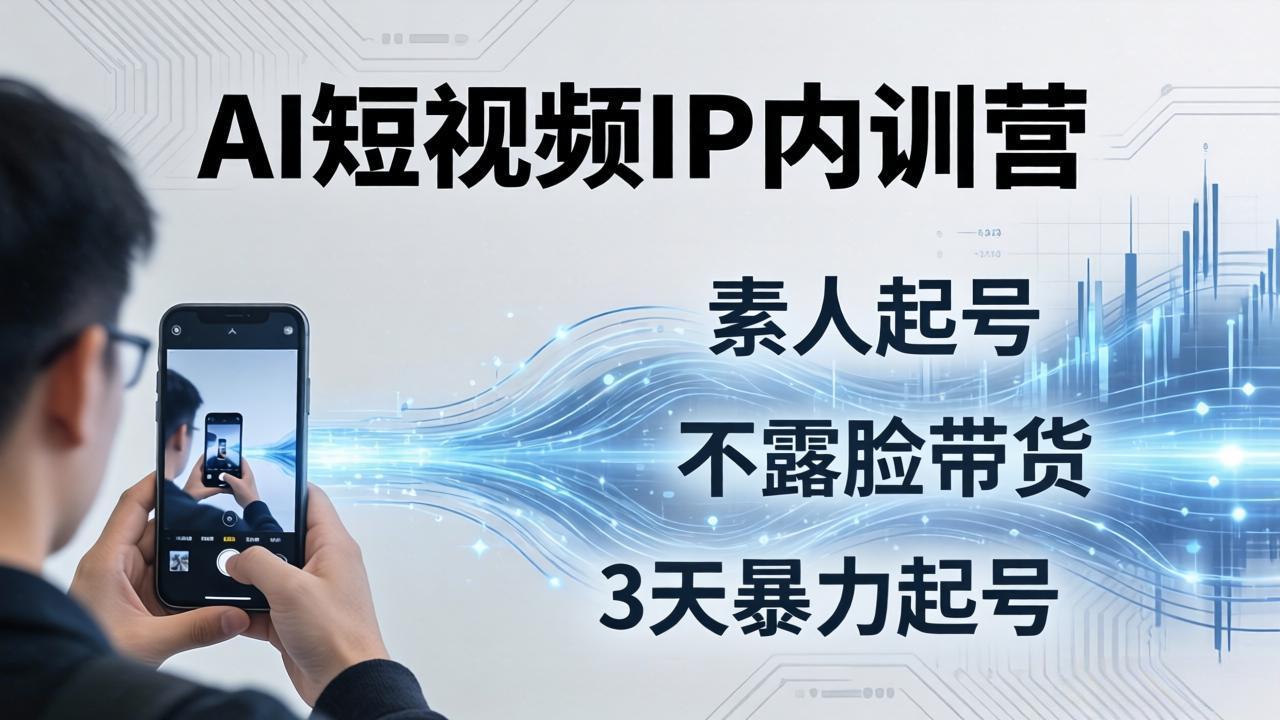 2026AI短视频IP内训营：从素人起号到不露脸带货，3天暴力起号全流程拆解-大象聊项目