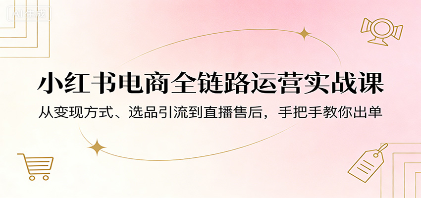 小红书电商全链路运营实战课：从变现方式、选品引流到直播售后，手把手教你出单-大象聊项目