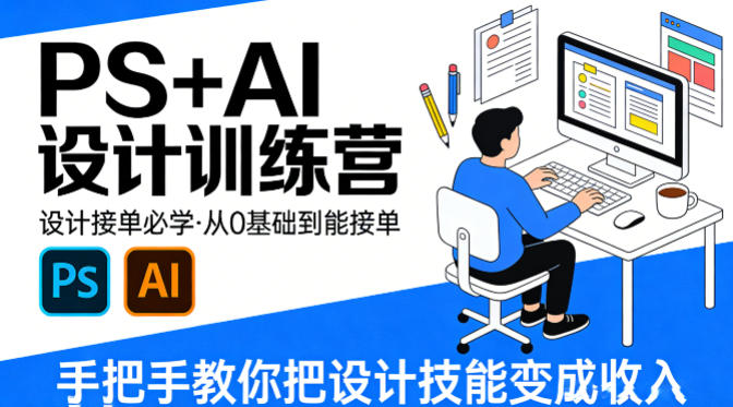 设计接单必学，PS+AI设计训练营，从0基础到能接单，手把手教你把设计技能变成收入-大象聊项目