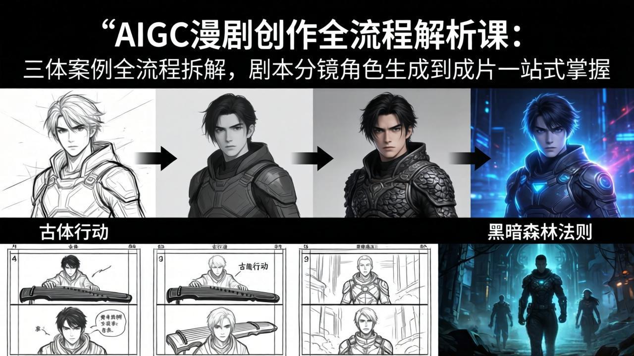 AIGC漫剧创作全流程解析课：三体案例全流程拆解，剧本分镜角色生成到成片一站式掌握-大象聊项目