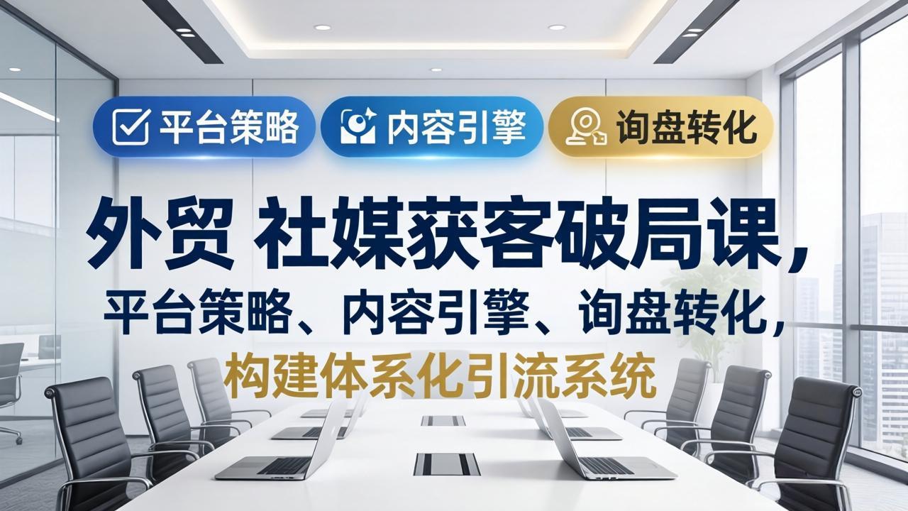 外贸 社媒获客破局课，平台策略、内容引擎、询盘转化，构建体系化引流系统(更新26年3月-大象聊项目