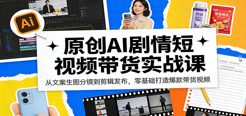 原创AI剧情短视频带货实战课：从文案生图分镜到剪辑发布，零基础打造爆款带货视频-大象聊项目