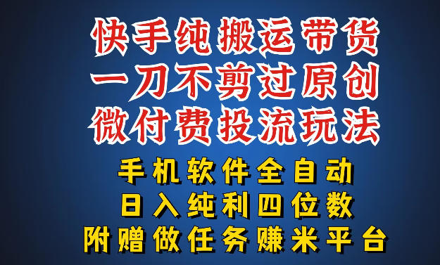 最新黑科技快手搬运带货方法，手机就能操作，轻松带你日入四位数【揭秘】-大象聊项目