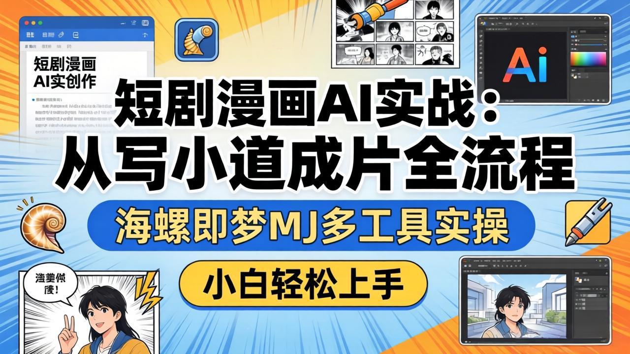 短剧漫画AI实战：从写小说到成片全流程，海螺即梦MJ多工具实操，小白轻松上手-大象聊项目