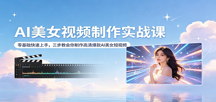 AI美女视频制作实战课：零基础快速上手，三步教会你制作高清爆款AI美女短视频-大象聊项目