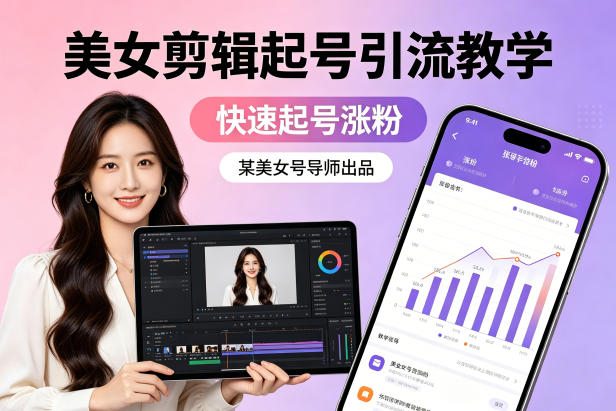 某美女号导师出品：美女剪辑起号引流教学，快速起号涨粉-大象聊项目