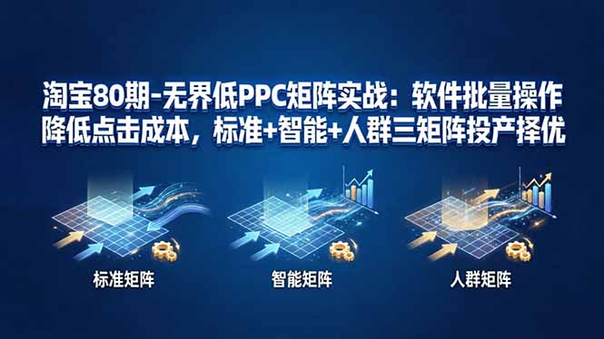 淘宝80期-无界低PPC矩阵实战：软件批量操作降低点击成本，标准+智能+人群三矩阵投产择优-大象聊项目