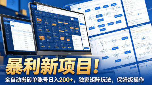 暴利新项目！全自动搬砖单账号日入200+，独家矩阵玩法，保姆级操作【揭秘】-大象聊项目