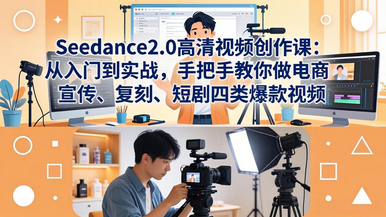 Seedance2.0高清视频创作课：从入门到实战，手把手教你做电商、宣传、复刻、短剧四类爆款视频-大象聊项目