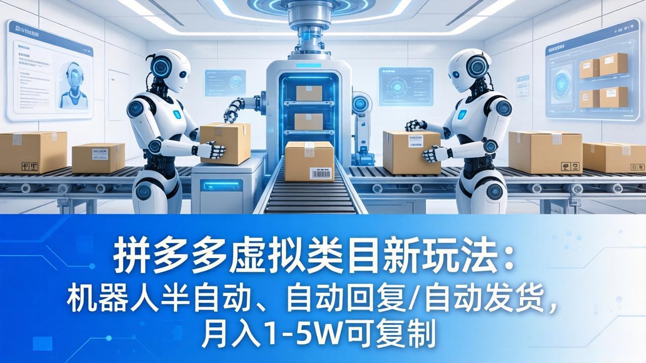 拼多多虚拟类目新玩法：机器人半自动、自动回复 /自动发货，月入 1-5W 可复制-大象聊项目