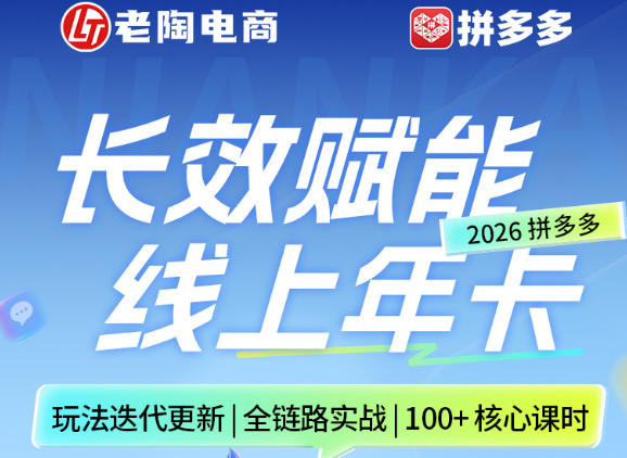 拼多多线上SVIP线上年卡，从认知到基础、从推广到活动、从活动到玩法，全链路实战(26年4月15日更新)-大象聊项目