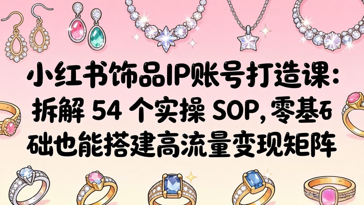 小红书饰品IP账号打造课：拆解 54 个实操 SOP，零基础也能搭建高流量变现矩阵-大象聊项目