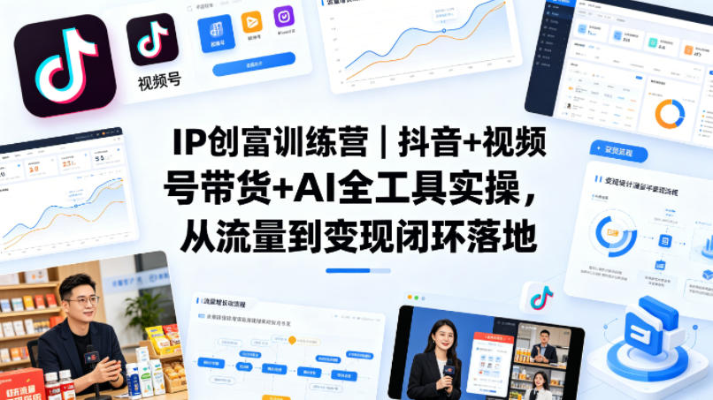 IP创富训练营｜抖音+视频号带货+AI全工具实操，从流量到变现闭环落地-大象聊项目