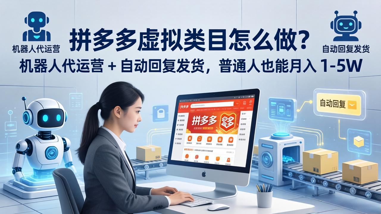 拼多多虚拟类目怎么做？机器人代运营 + 自动回复发货，普通人也能月入 1-5W-大象聊项目