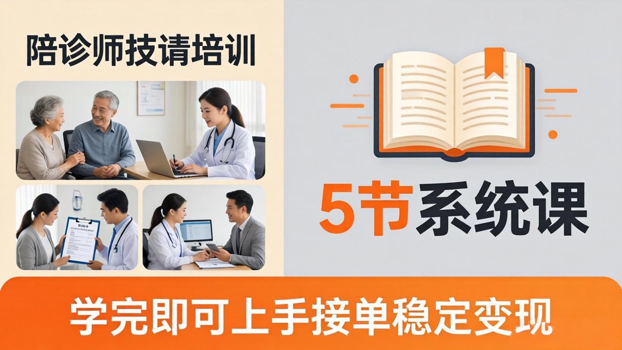 想做陪诊师不知从何下手？5节系统课教你掌握核心技能，学完即可上手接单稳定变现-大象聊项目
